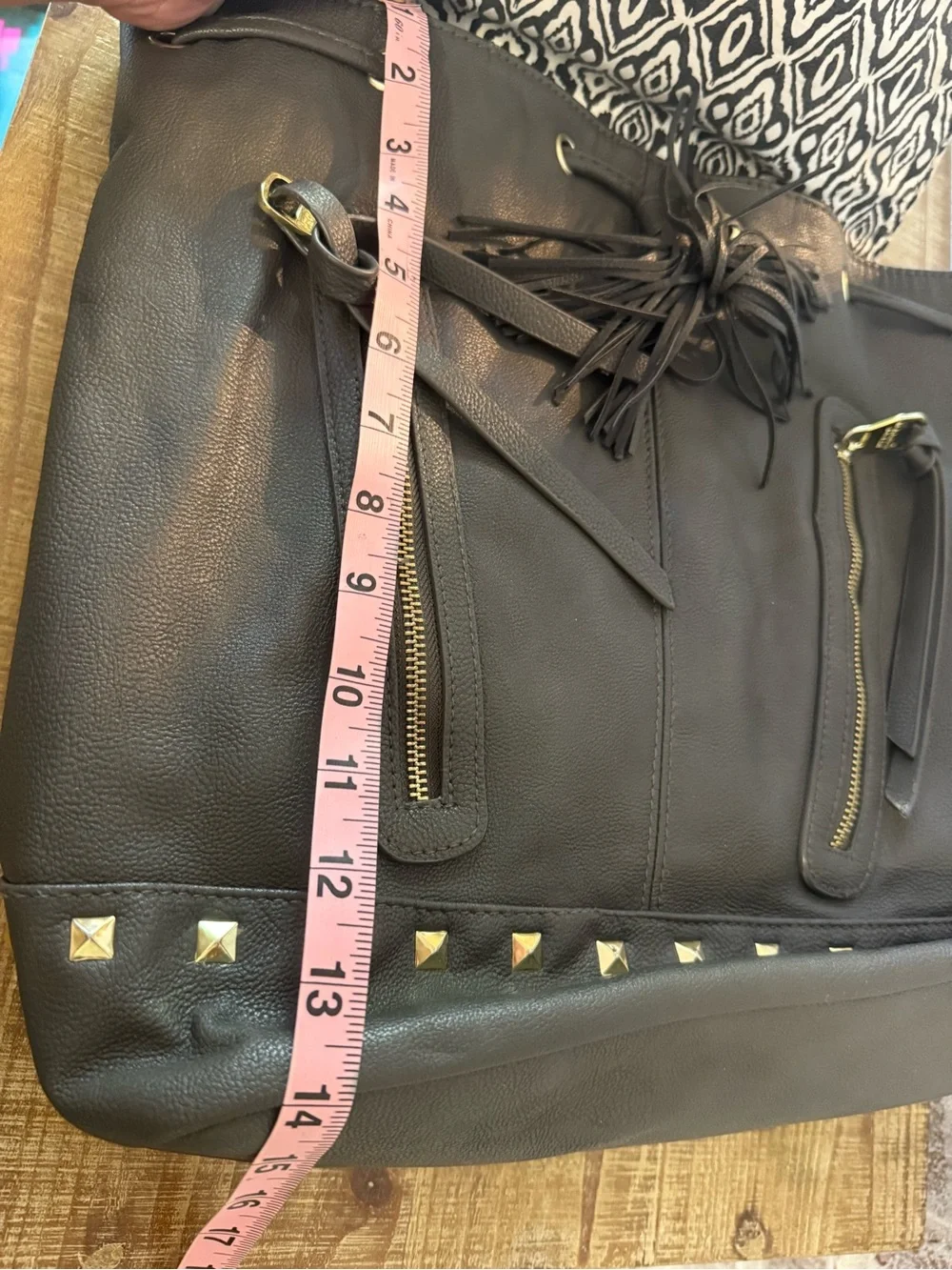 Steve Madden Studded Tassel Drawstring Backpack - Dark Gray